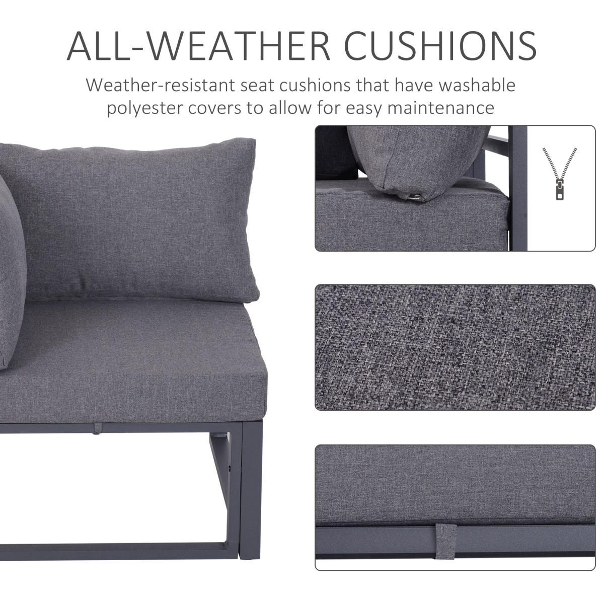 Close-up of the aluminium frame on the Outsunny sectional sofa set