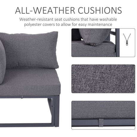Close-up of the aluminium frame on the Outsunny sectional sofa set