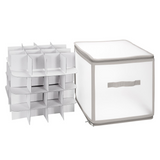 Vinsani 64 Bauble Storage Box with Four Tiers and Removable Dividers – Christmas Decoration Organiser, Grey