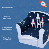 HOMCOM Kids Mini Sofa Armchair with Solid Wood Frame – Rocket Design Toddler Seat, 18 Months+
