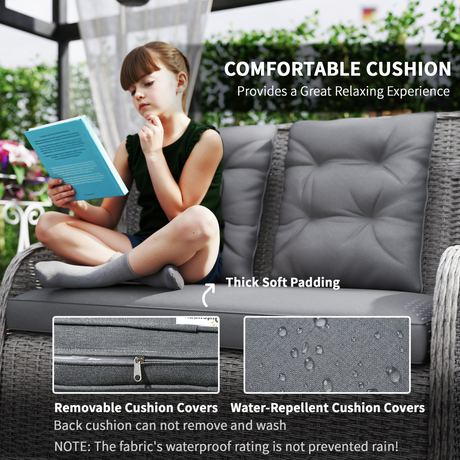 Outsunny rattan set tempered glass table