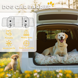 PawHut Dog Guard for SUVs, Vehicles & Vans with Adjustable Width 93–150cm – Foldable Steel Car Barrier, Black