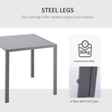HOMCOM Modern Square Dining Table with Tempered Glass Top and Powder-Coated Metal Legs – Compact Kitchen Table