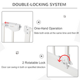 Pawhut Adjustable Metal Pet Safety Gate with 3 Extensions & Auto-Close Door – Double Lock, White