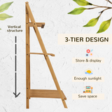 Outsunny 3-Tier Folding Bamboo Plant Stand with Slatted Shelves – Indoor & Outdoor Display Rack