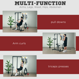 HOMCOM Power Tower with Lat Pulldown, Seated Row & Adjustable Seat – Home Gym Pull Up Station, 100kg Max Load