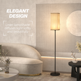 HOMCOM Linen Shade Standing Floor Lamp – Black