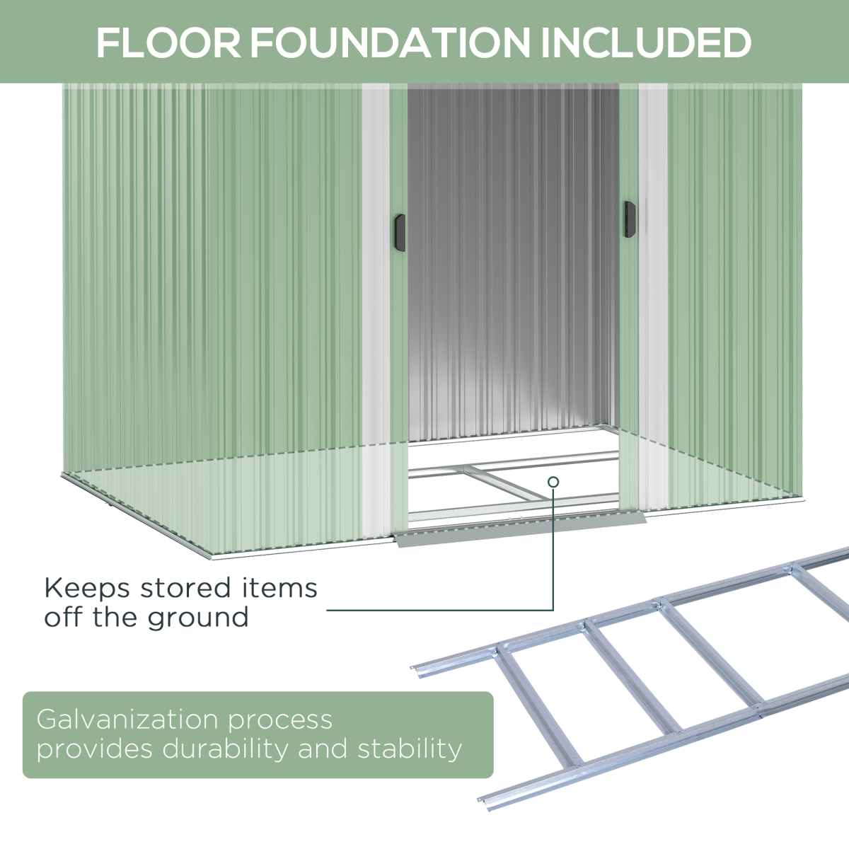Outsunny 6.8 x 4.3ft Outdoor Garden Storage Shed with Ventilation & Sloped Roof – Tool Store, Green