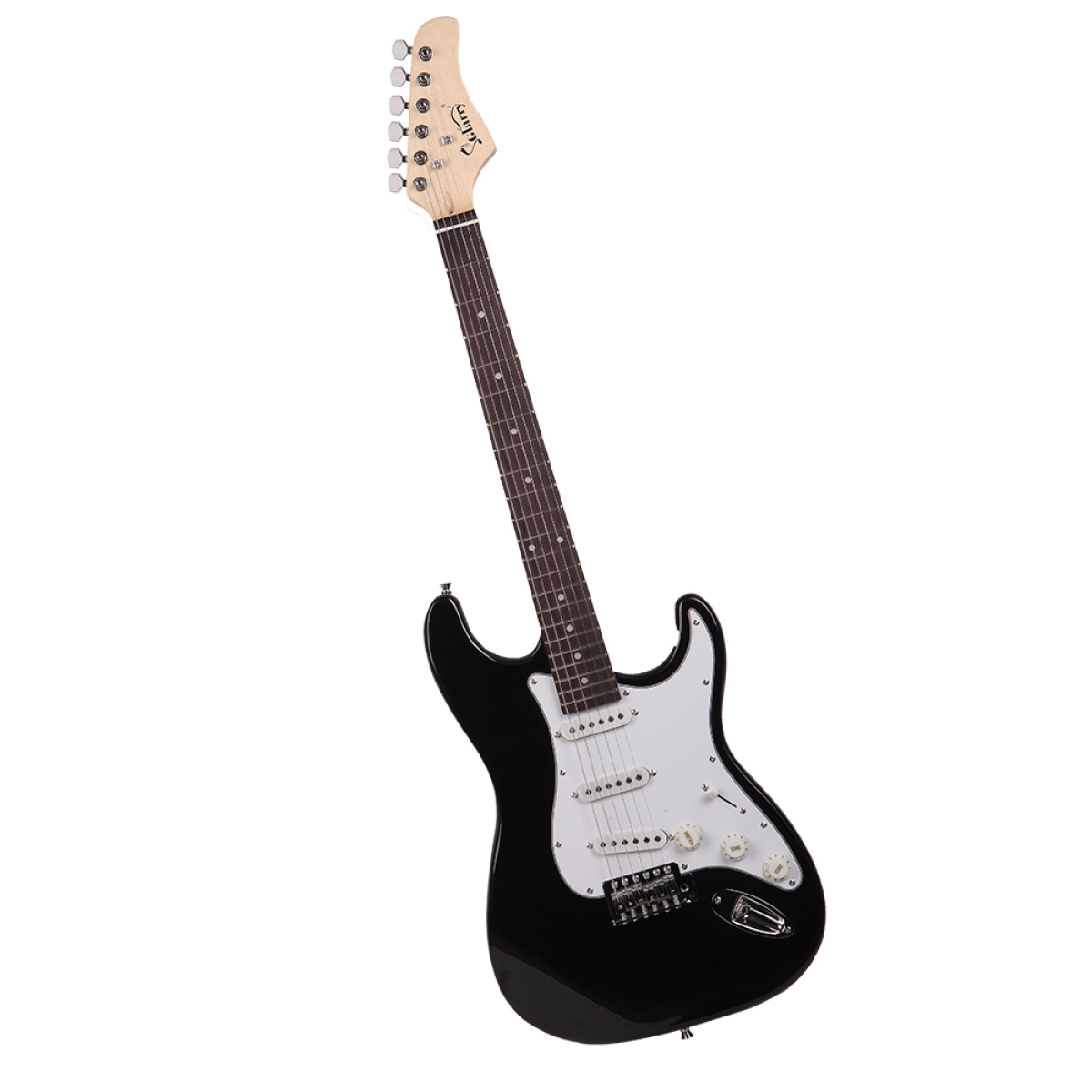 Glarry GST Electric Guitar with Rosewood Fingerboard, Tremolo Bar & Accessories – 22 Frets, Black & White