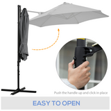 Outsunny 2.5M Garden Cantilever Parasol with 360° Rotation & Cross Base – Offset Patio Shade, Dark Grey