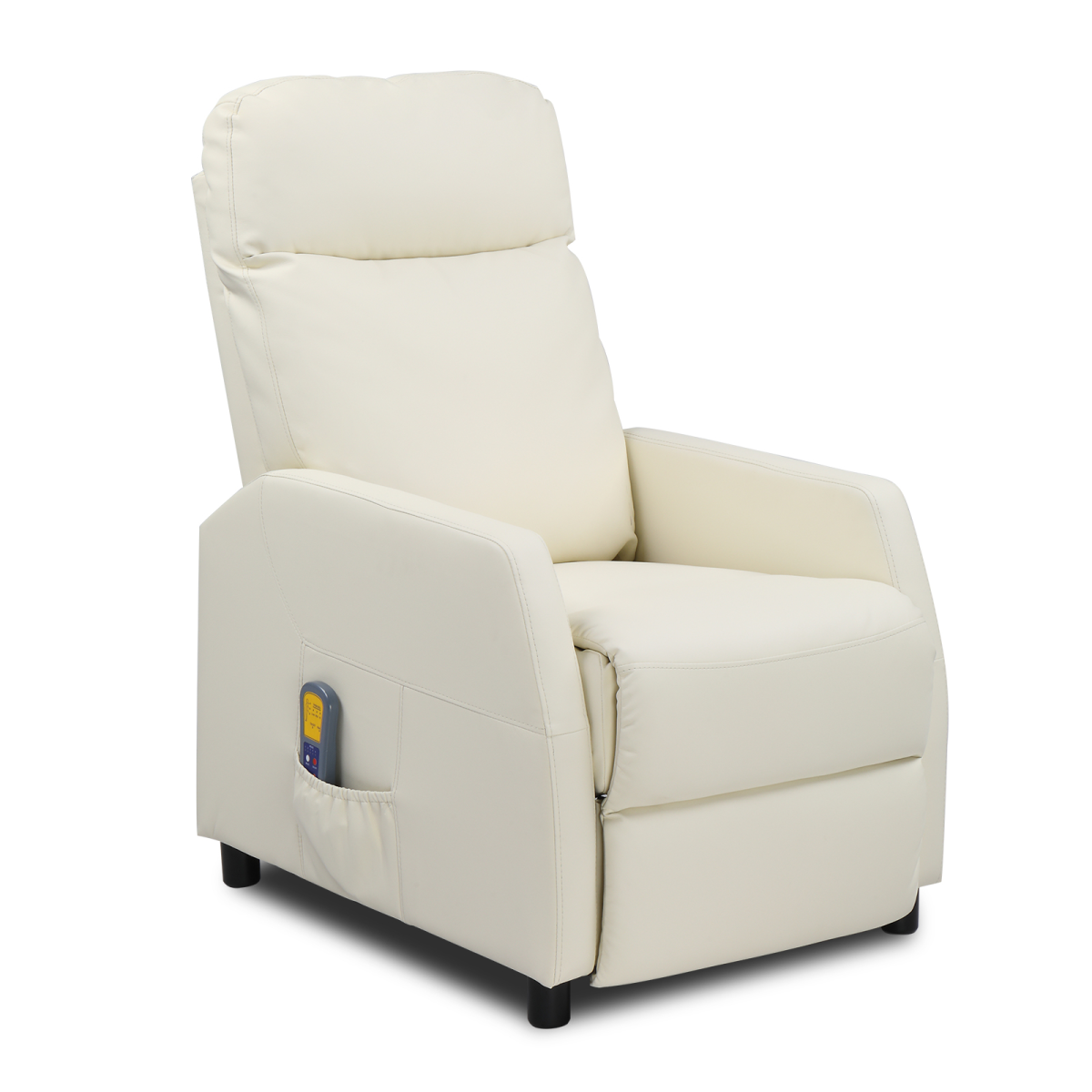 Electric Massage Recliner Chair with 6-Point Vibration & Heat – Home Lounge TV Chair, Cream PU Leather