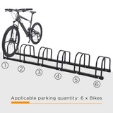 HOMCOM 6 Bike Parking Rack, Galvanised Steel Floor or Wall Mount Stand – Detachable Bicycle Storage, Black