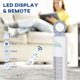HOMCOM Oscillating Tower Fan with Remote, 3 Speeds, 3 Modes & 10H Timer – Bedroom & Office Cooling, White