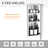 HOMCOM Stainless Steel Floating Corner Cabinet with Mirror & 3 Storage Layers – Wall-Mounted Bathroom Cupboard