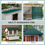 Outsunny 12-Pack Galvanised Steel Roofing Sheets, Pre-Drilled & Cut-to-Size – Shed Greenhouse Cladding, Green