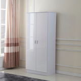 HOMCOM 3 Piece High Gloss Bedroom Furniture Set with Wardrobe, 5 Drawer Chest & Bedside Table – Tall, White