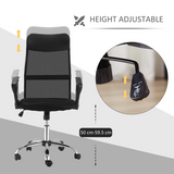 HOMCOM High Back Mesh Executive Office Chair with Faux Leather Top – Black Ergonomic Desk Chair
