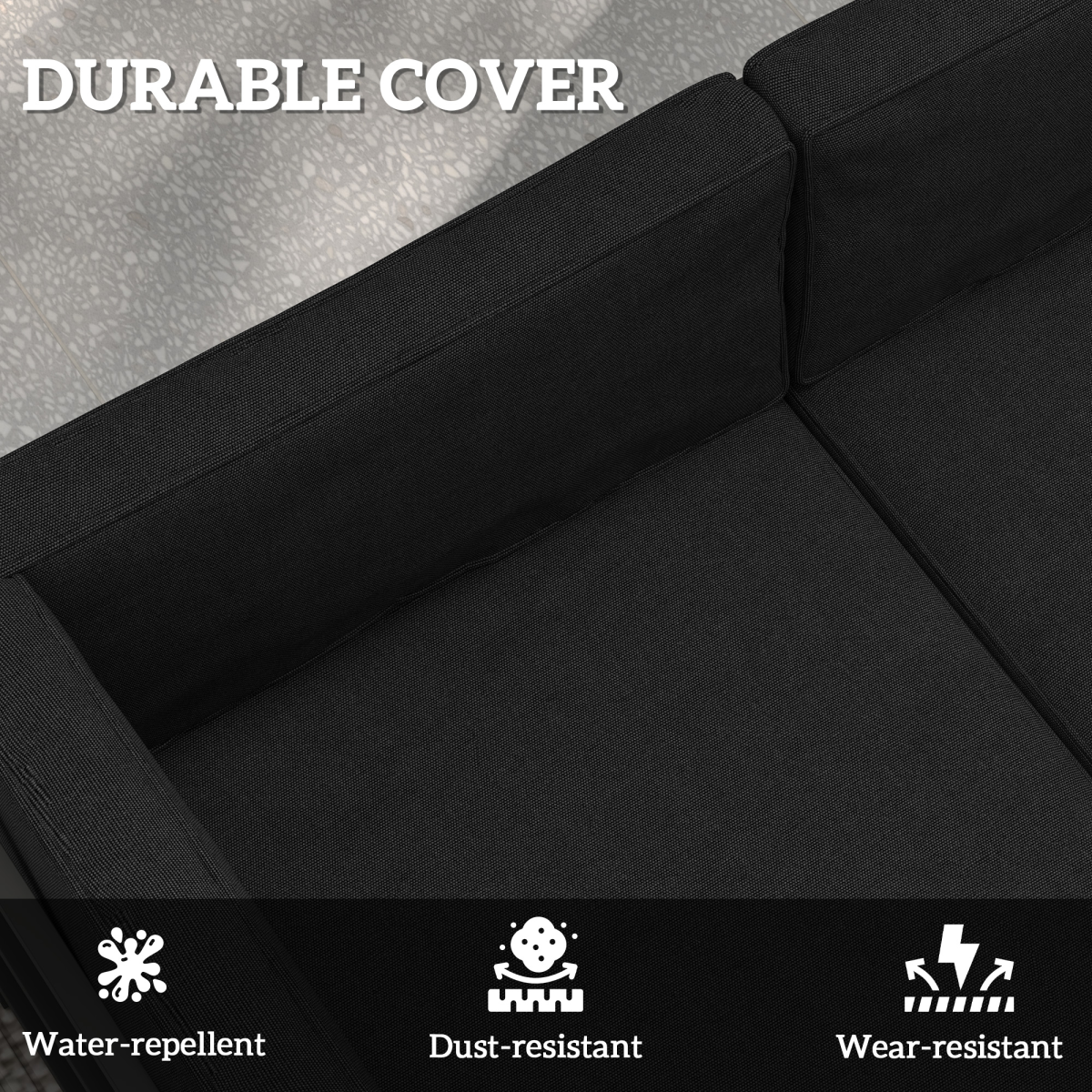 Outsunny 14-Piece Replacement Seat & Back Cushion Set for Garden Rattan Furniture, Polyester, Black, 65x65x8cm