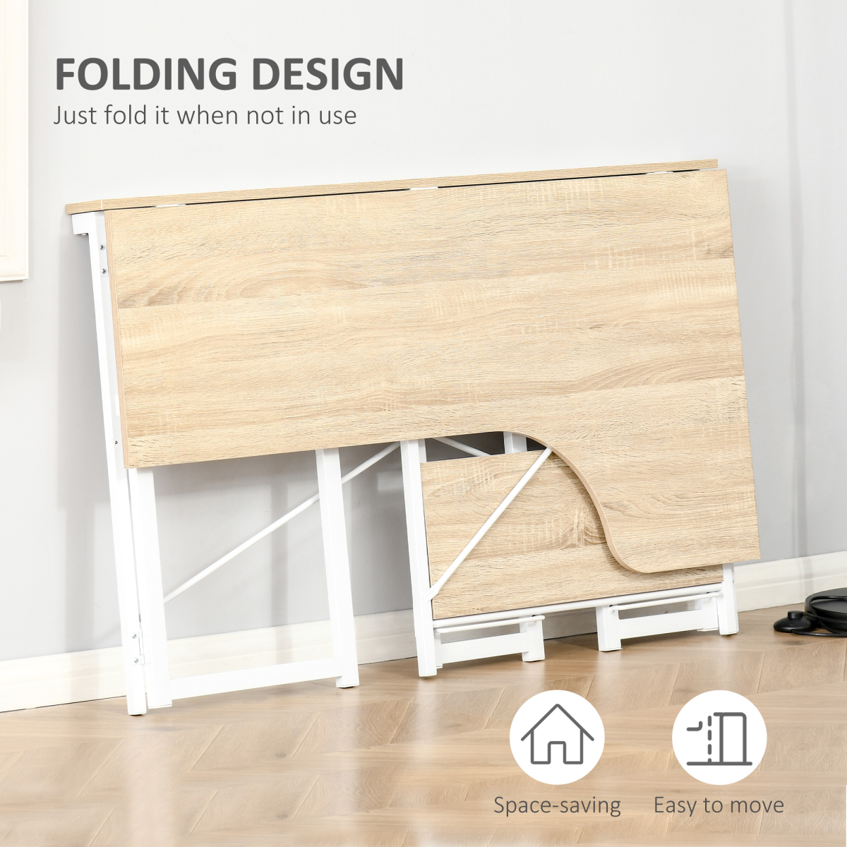 HOMCOM L-Shaped Folding Computer Desk with 2 Shelves – Oak Tone, Space-Saving Home Office