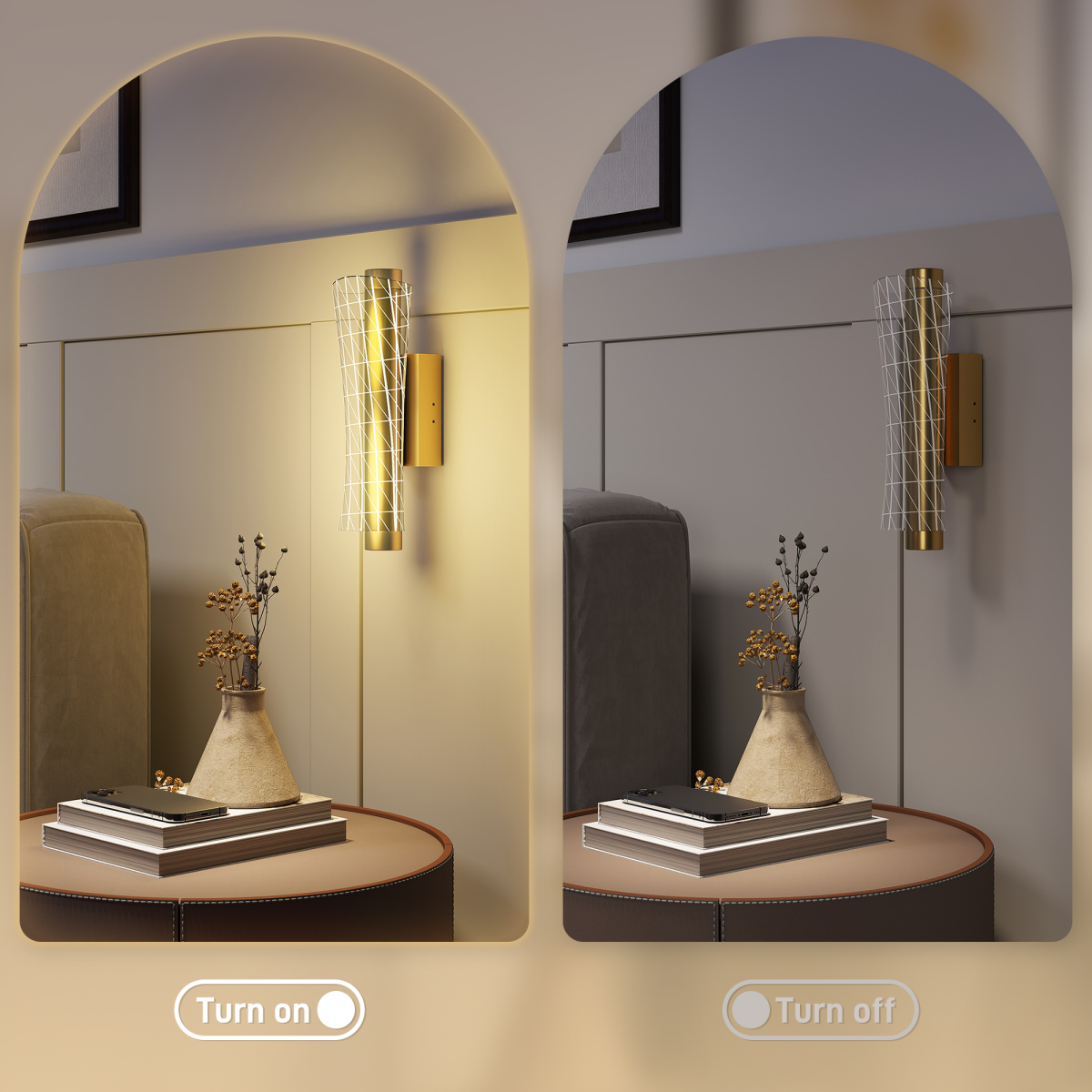 HOMCOM LED Geometric Wall Lights – 2 Pack, Gold