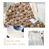 Cockapoo Dog Print Reversible Sherpa Fleece Throw Blanket, 130 x 150cm – Soft Throw for Sofa, Bed or Nursery