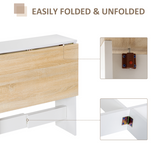 HOMCOM Folding Drop Leaf Dining Table for 6 with X-Shaped Base – Space Saving Dining Desk, Oak White