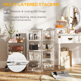HOMCOM Clear Stackable Shoe Boxes, Set of 18 – Magnetic Doors, Fits up to UK Size 12, 28 x 36 x 21cm