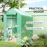 Outsunny Walk-In Greenhouse with 4 Shelves, UV-Resistant PE Cover & Zipped Door, 120 x 186 x 190cm, Green