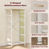 Fabric Chest of Drawers with 5 Foldable Drawers, 4 Side Pockets & Steel Frame – Bedroom Storage Tower