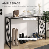 Vintage Industrial Console Table with Metal Frame and Wood-Effect Top – Hallway Sofa Table, Black and Grey