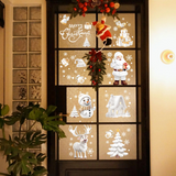 Nepfaivy Reusable Christmas Window Stickers, 190 Pcs – Double-Sided Static Window Clings, Snowflake & Reindeer