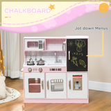 AIYAPLAY Play Kitchen with Toy Phone, Chalkboard, Sink and Ice Maker – Pretend Toy Kitchen Set, Pink