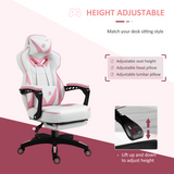Vinsetto Reclining Racing Gaming Chair with Footrest & 170° Recline – Ergonomic Office Chair, Pink