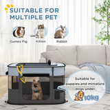 PawHut Portable Foldable Pet Playpen with Mesh Windows & Storage Bag – Dog, Rabbit & Kitten Run, Grey, 84cm