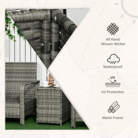 Outsunny Rattan Garden Sofa Set in garden setting