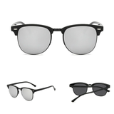 Men's Half Frame Polarised Sunglasses, Black Horn Rimmed, UV400 – Driving and Fishing