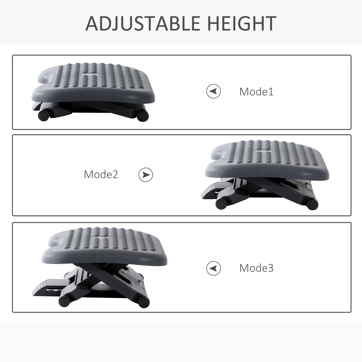 Adjustable 3-Position Tilting Footrest with Textured Massage Top – Non-Skid Home Office Foot Rest, Black