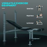HOMCOM Adjustable Weight Bench with Barbell Rack & Leg Extension – Home Gym Chest, Leg & Abs Training, 200kg Capacity