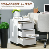 HOMCOM 3-Drawer Mobile File Cabinet with Central Lock and Swivel Casters – Home Office Storage Chest