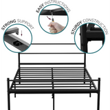 Extra Strong Double Metal Bed Frame – Heavy-Gauge Steel Construction, Classic Design, Black