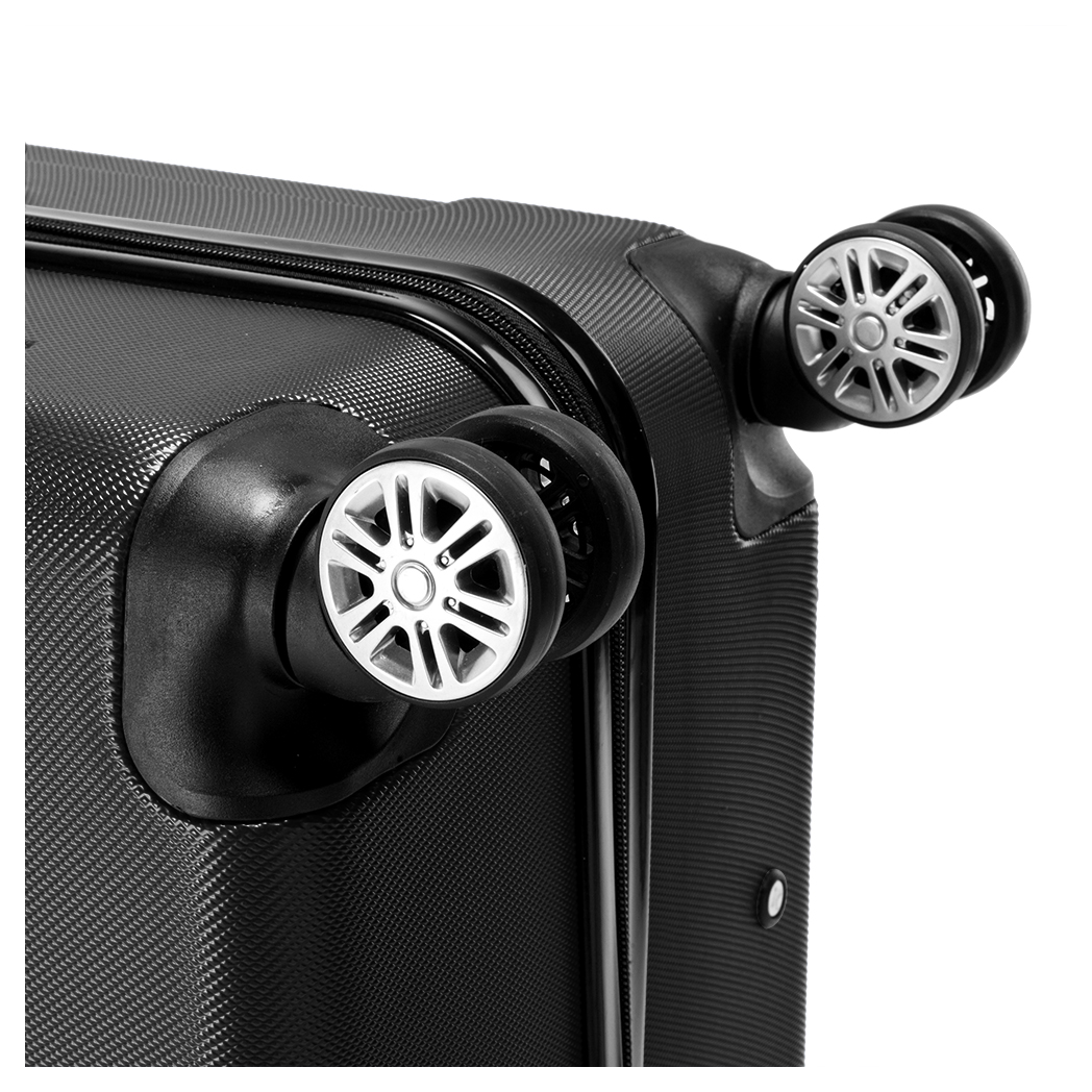 3-Piece ABS Hard Shell Luggage Set with 360° Spinner Wheels & Combination Lock – 20in, 24in, 28in, Black