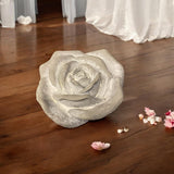 Stone-Look Resin Flower Garden Ornament on Base, 15cm – Decorative Sculpture for Home or Office