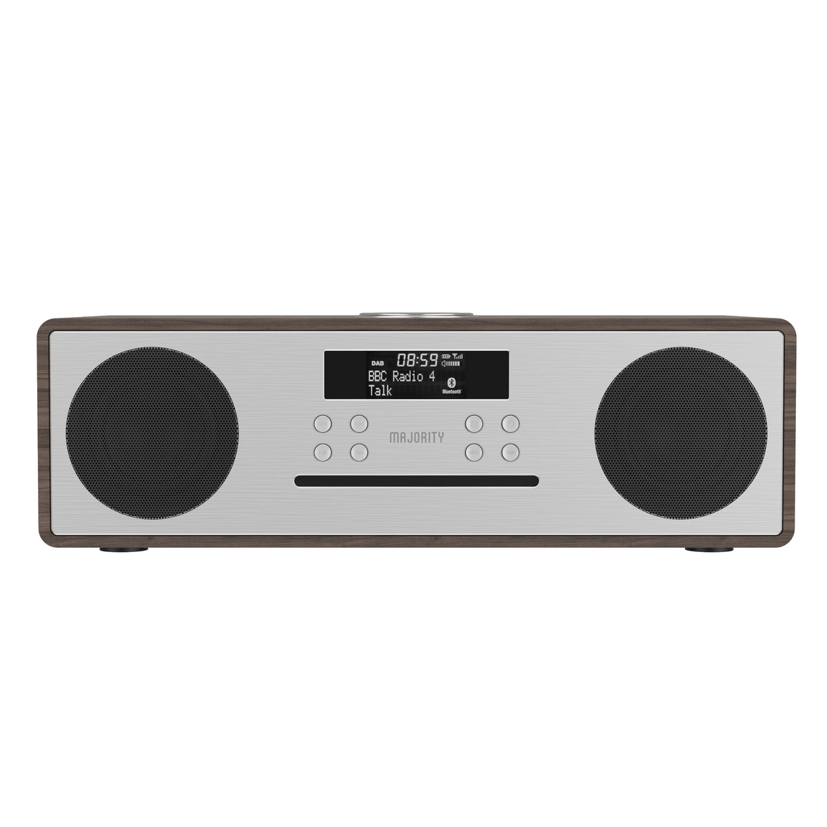 Majority Oakington Music System with DAB/DAB+, FM Radio, CD Player & Bluetooth – USB & AUX-in, Walnut
