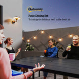 Outsunny 7-Piece Garden Dining Set with 6 Stackable Armchairs & Metal Table – Umbrella Hole, Black