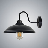 Vintage Hemisphere Wall Light with Swan Neck and E27 Socket – Dimmable Indoor Sconce, Black