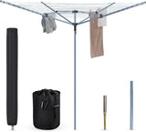 60m 4-Arm Rotary Airer Washing Line with Cover and Metal Ground Spike – Heavy Duty Steel