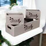 AcaciaHome Vintage Wooden Merry Christmas Storage Crate Set with Sturdy Handles – Festive Rustic Decor