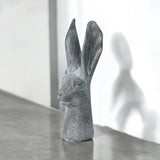 Stone-Effect Hare Head Sculpture – Art Deco-Inspired Weatherproof Resin Rabbit Ornament, 29cm
