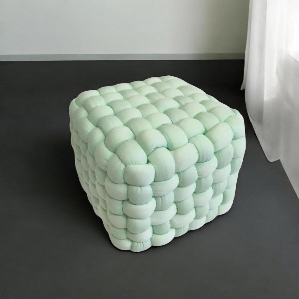 AcaciaHome Modern Velvet Upholstered Square Footstool Ottoman – 30cm Fully Assembled Padded Foot Rest
