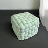 AcaciaHome Modern Velvet Upholstered Square Footstool Ottoman – 30cm Fully Assembled Padded Foot Rest